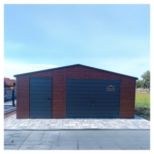 Satteldach, holzoptik, Anthrazit, Schwingtor, Türe, Abstellraum, Blechgarage