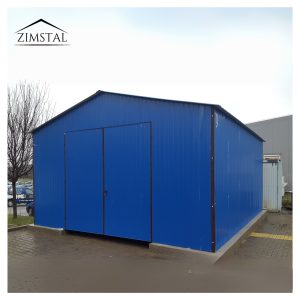 Halle, Blechgarage, Untypisch, Enzianblau, Doppelflügeltor, Satteldach
