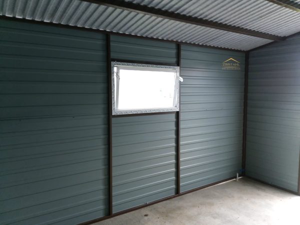 Blechgartenhaus 3m x 3,50m in der Farbe Holzoptik goldene Eiche und Anthrazit (BTX 7016) mit Türe, Satteldach – Bild 5