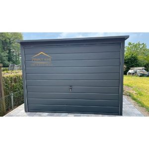 Blechgarage, Pultdach, Schwingtor, Akryl, Horizontalblech , Anthrazit