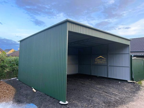 Carport, Militärgrün, Vertikalblech, Überdachung